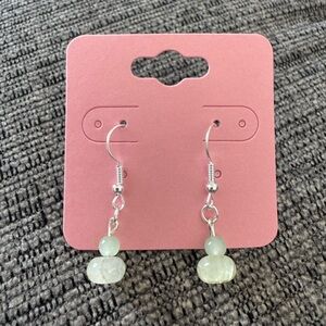 Lime & Silver Tone Stainless Steel Beaded Earrings
